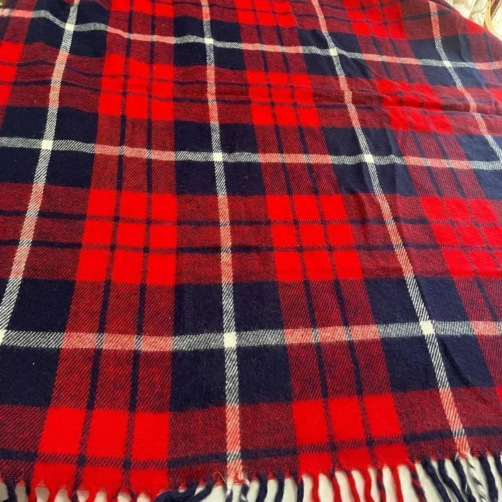 Faribo Woolen Mill Company Acrylic Plaid Wool Fringe Blanket Throw